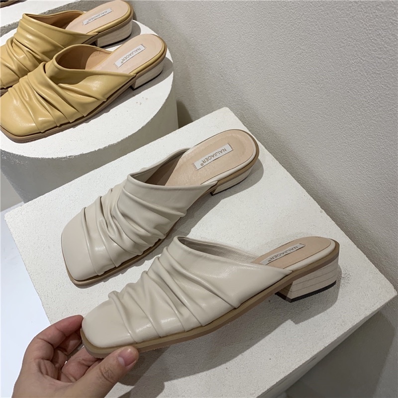 Giày slipper da bê kiểu Hàn Quốc mẫu mới 2021