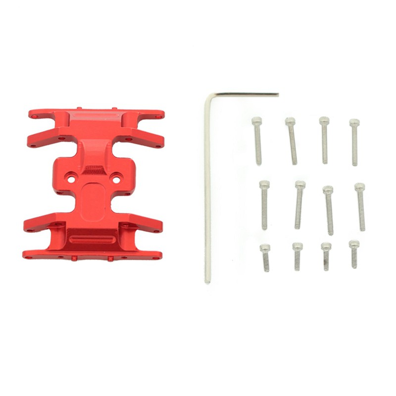 Metal Gearbox Mount Base Transmission Holder Skid Plate for Axial SCX24 90081 1/24 RC Crawler Car Upgrade Parts,Red