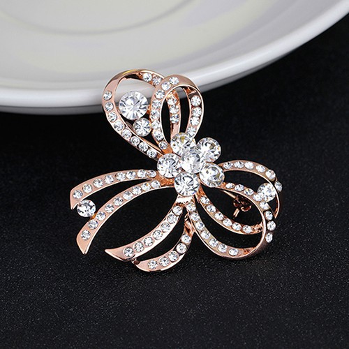 Ghim cài áo hình nơ đính đá sang trọng cho nữ