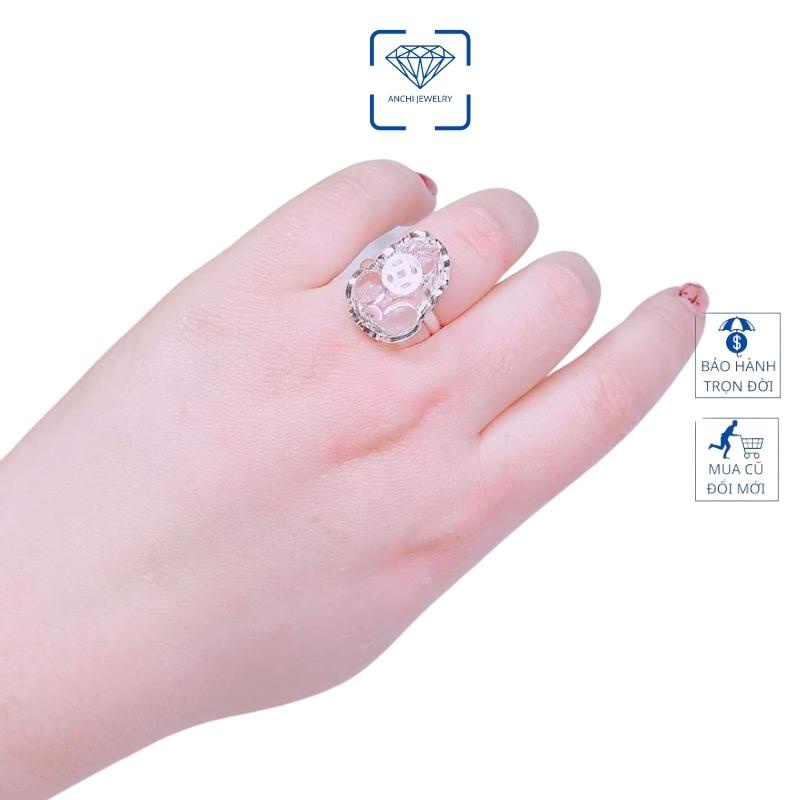 Nhẫn tỳ hưu đá phong thủy, bạc ta nguyên chất Anchi jewelry