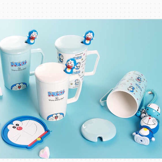 ✨Cốc Uống Nước Có Nắp Đậy Và Muỗng Hình Chân Mèo Hello Kitty / Dâu Tây Đáng Yêu