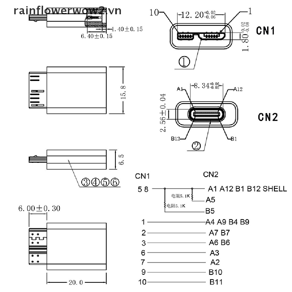 Đầu Chuyển Đổi USB Type C Sang USB 3.0 Micro B Chuyên Dụng Chất Lượng Cao