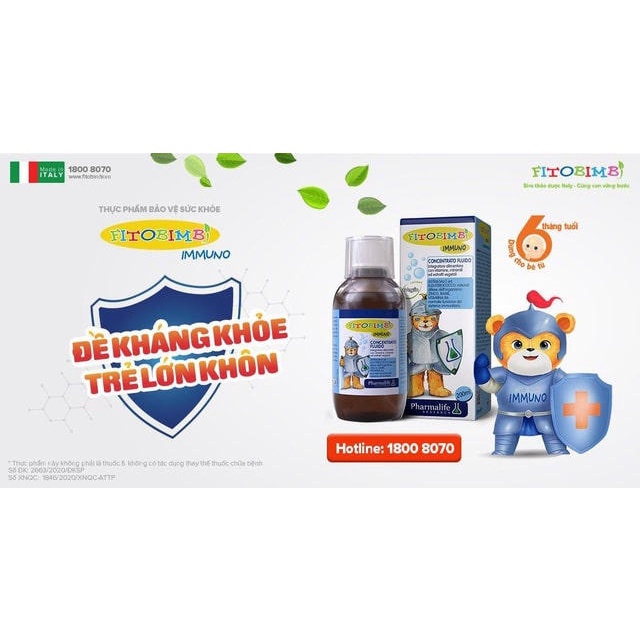 Fitobimbi Immuno Bimbi.Giúp Bé Tăng Cường Miễn Dịch,Sức Đề Kháng.Khỏe Mạnh Hết Ốm Vặt ( Chai 200ml )