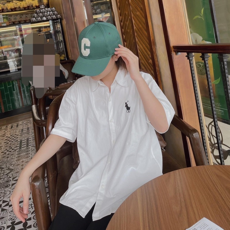 Áo Sơ Mi Tay Lỡ Cổ Bẻ Thêu Logo Form Rộng Unisex Phong Cách Trẻ Trung - Áo Sơ Mi Cổ Đức Đi Học Đi Chơi Hot Trend 2022