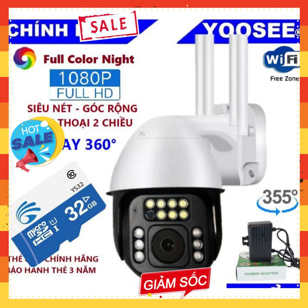 Camera Yoosee Wifi Ngoài Trời PTZ 4 Anten Full HD Đàm Thoại 2 Chiều - Có Màu Ban Đêm