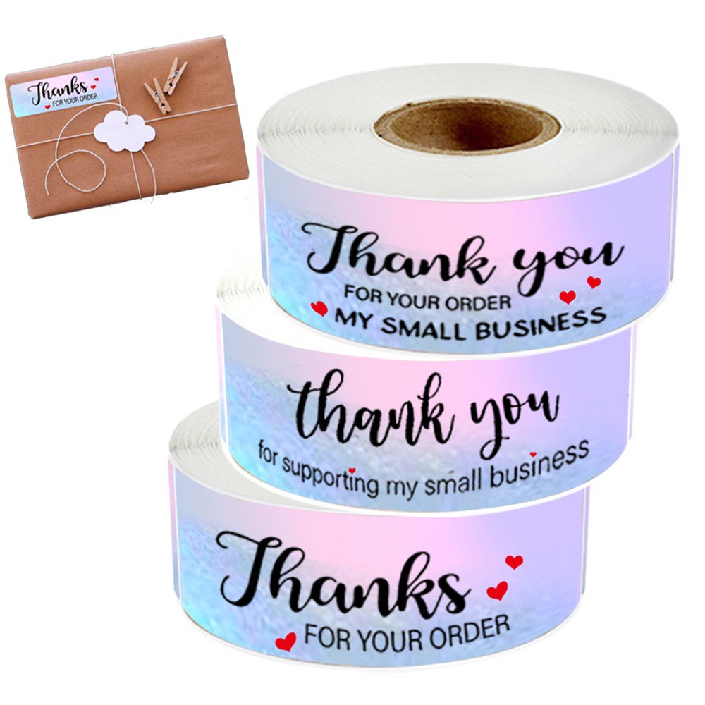 Cuộn 120 Miếng Dán In Chữ Thank You 1x3inch Trang Trí Hộp Quà