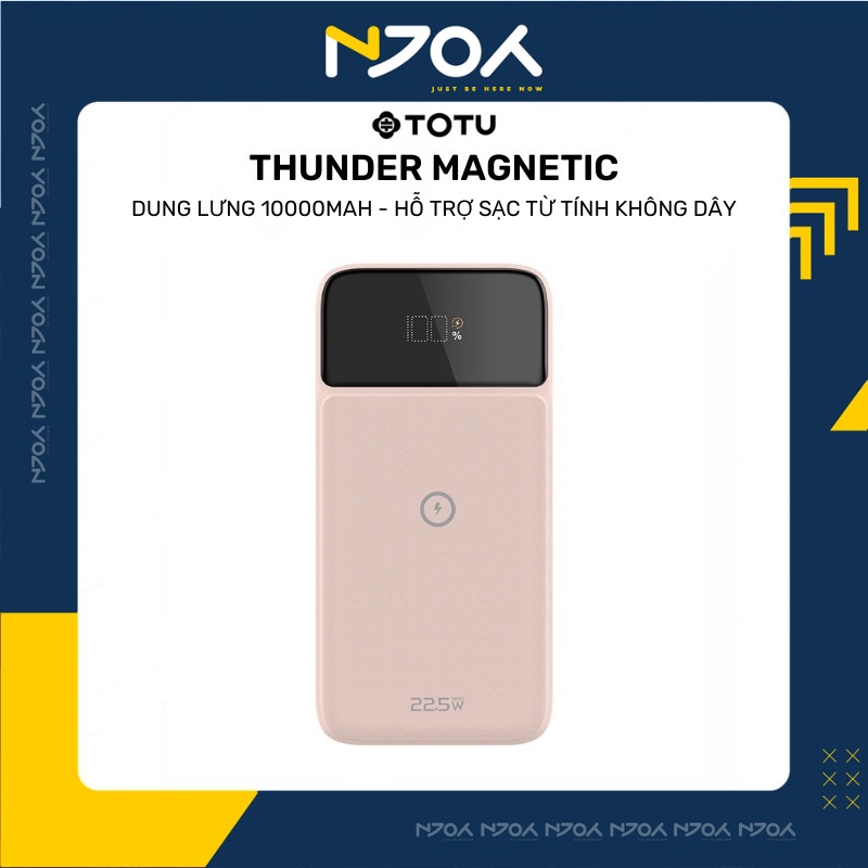 Sạc Dự Phòng Không Dây Totu Thunder Magnetic 10000mah Sạc Nhanh Pd 22.5w Tích Hợp Giá Đỡ Màn Hình Led Cho Ip13 Pro Max