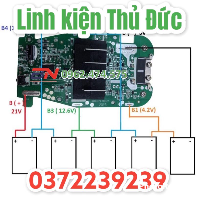 Lktd BN. Vỏ mạch pin AEG - RidGid 18V 5.0Ah Li-ion, Led báo pin và nhận sạc zin.