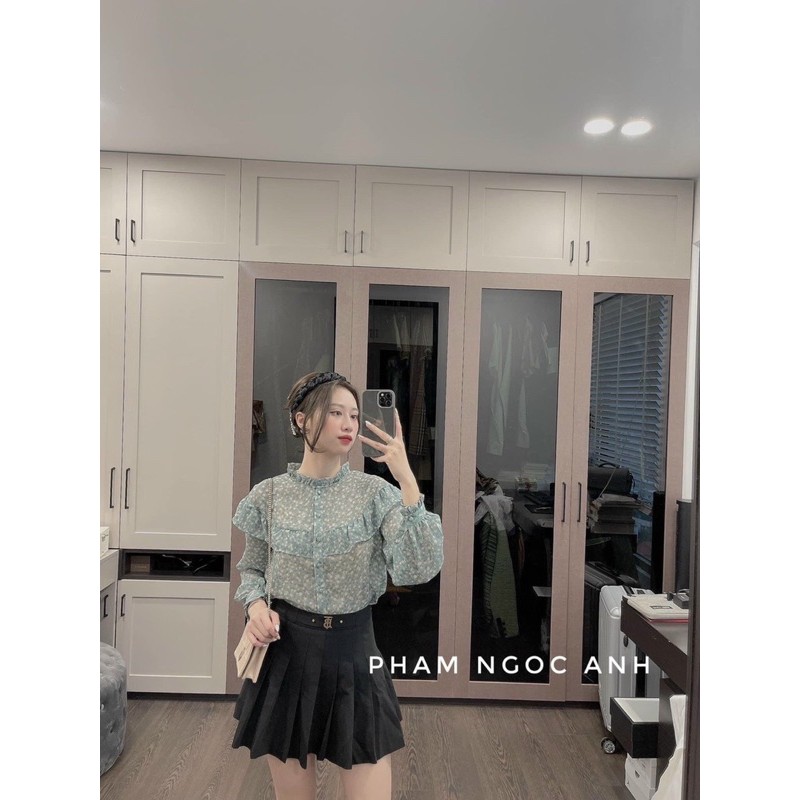 [FREESHIP - HÀNG LOẠI 1] ÁO SƠ MI HOA XANH VIỀN BÈO SIÊU XINH