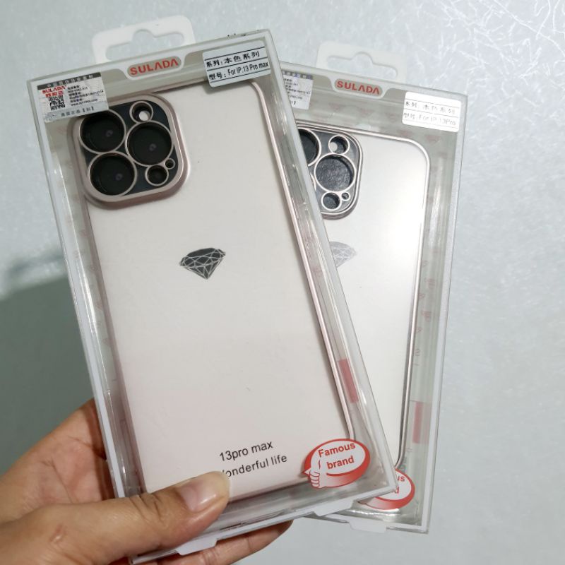 ( Xả Kho ) Ốp lưng sulada nhám viền màu hồng cho iphone 13 pro max , 13 pro