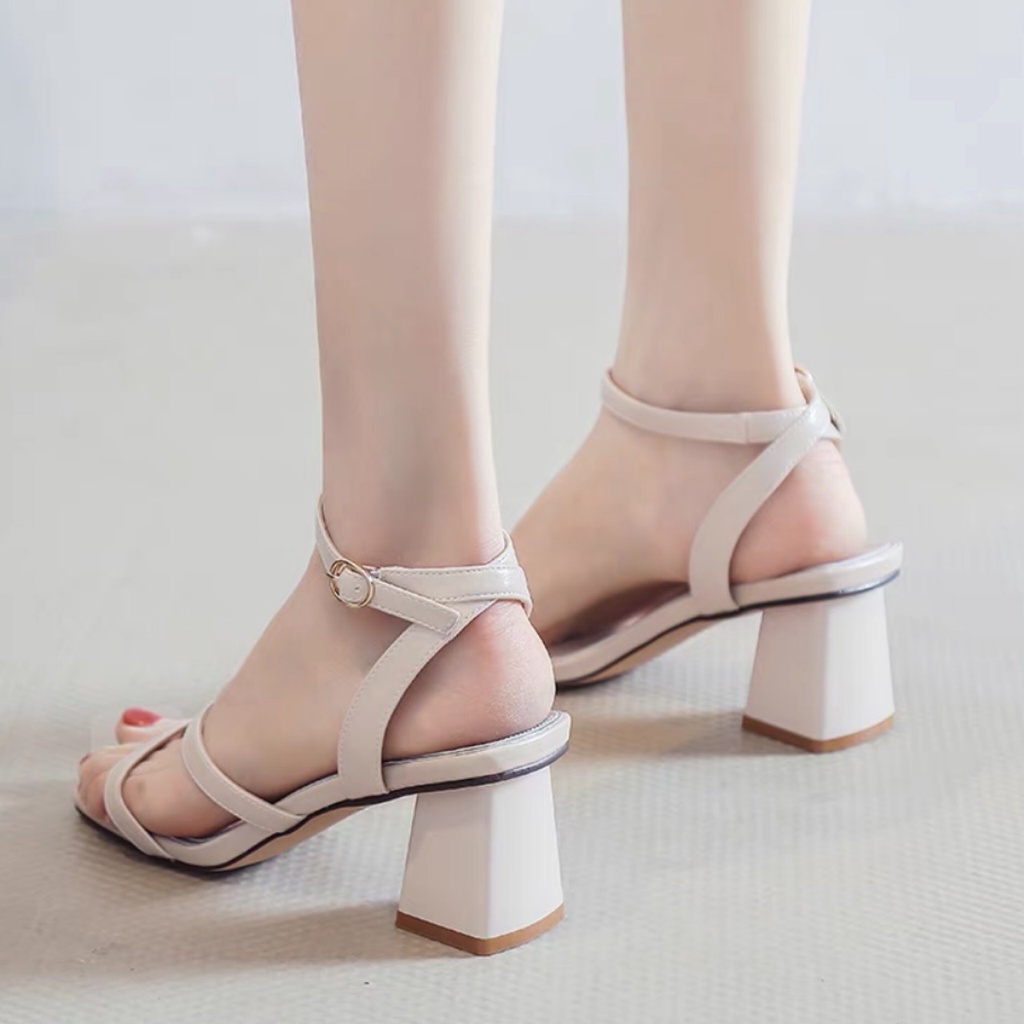Giày sandal cao gót nữ , Guốc nữ gót vuông 7 phân Mã T9