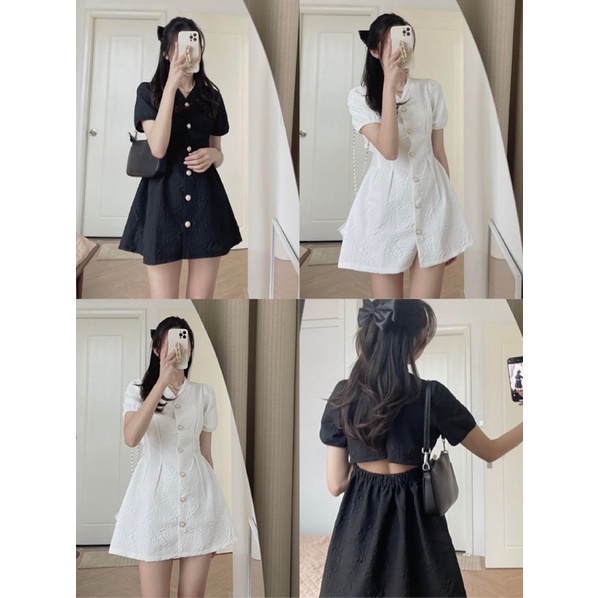 ĐẦM HOA MINTO DRESS thiết kế cut out hở lưng quyến rũ thiết kế váy xoè cổ tim style ullzang hàn quốc