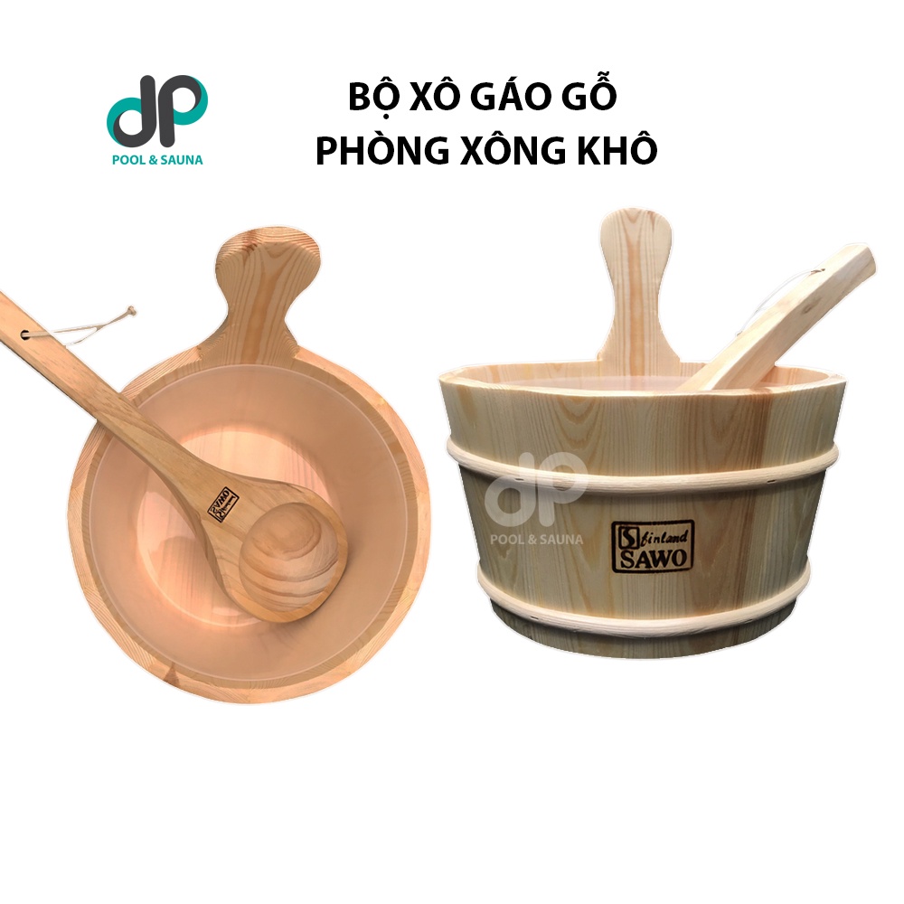 Xô gáo gỗ phòng xông hơi khô - Lõi nhựa, gỗ thông chống thấm nước