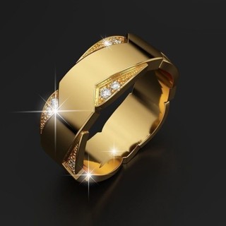 suxin jewelry/Nhẫn thép titan thời trang nam Nhẫn kim cương mạ vàng 18k