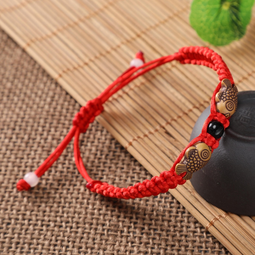 Vòng tay chỉ đỏ may mắn LETIS VT40 mặt đôi cá tùy chỉnh khích thước, lắc tay nam nữ sợi chỉ đỏ đơn giản nhiều kiểu dáng