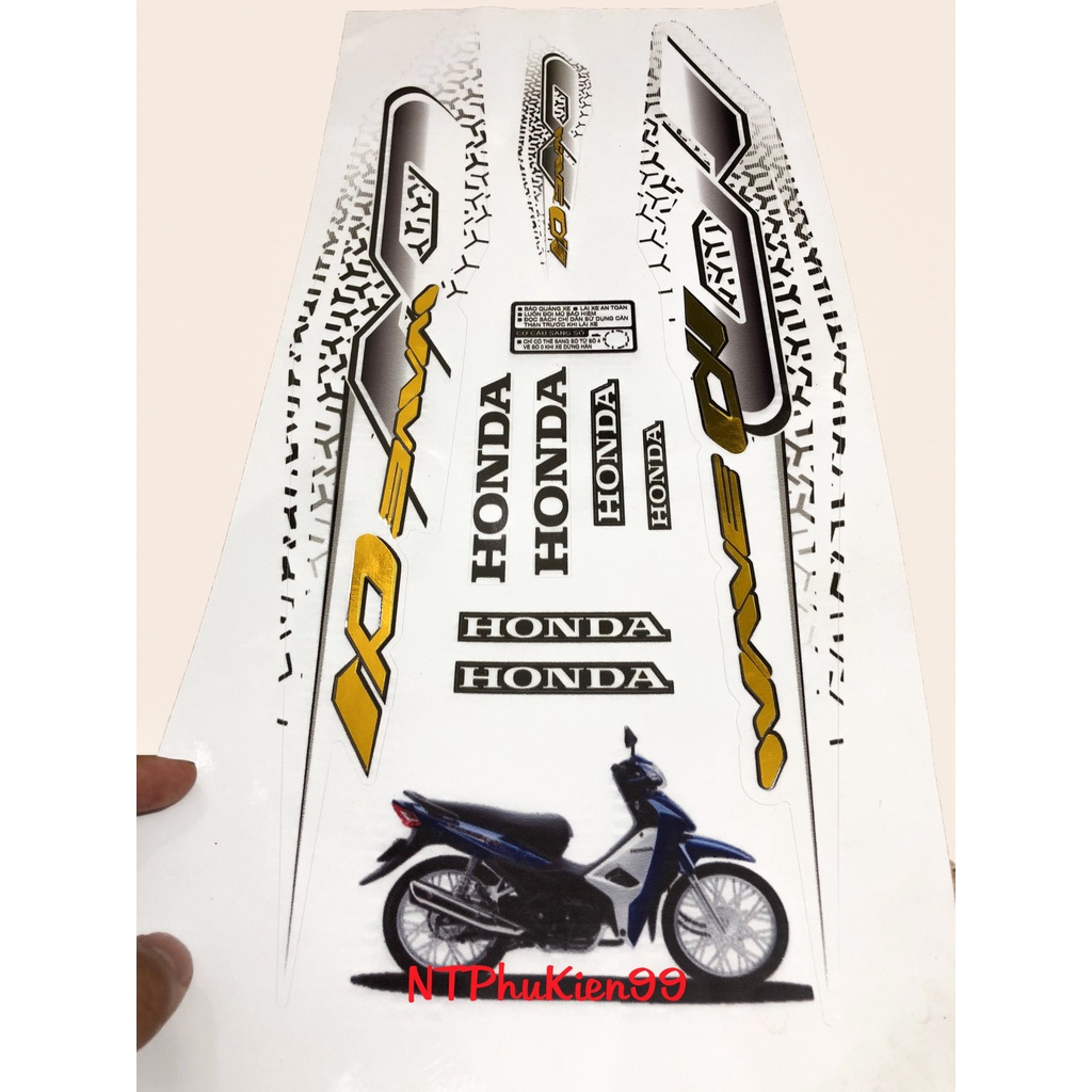 Tem Wave Zin GHÉP CROM Màu Trắng Dán cho Wave 50cc-100cc-110cc