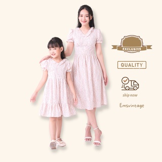 Sét váy mẹ và bé gái hoa ép ren