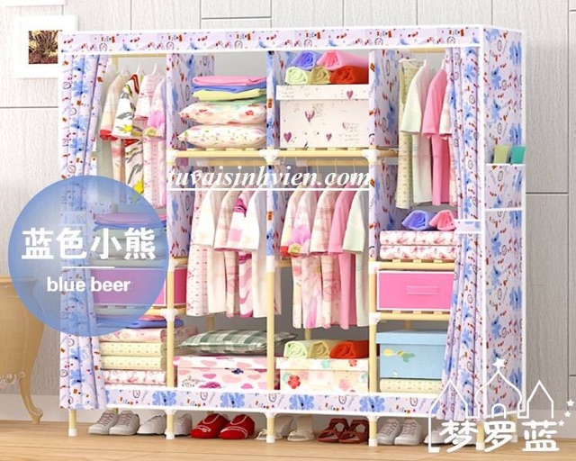 [ Bảo hành 18 tháng ] Tủ vải khung gỗ 4 buồng cao cấp