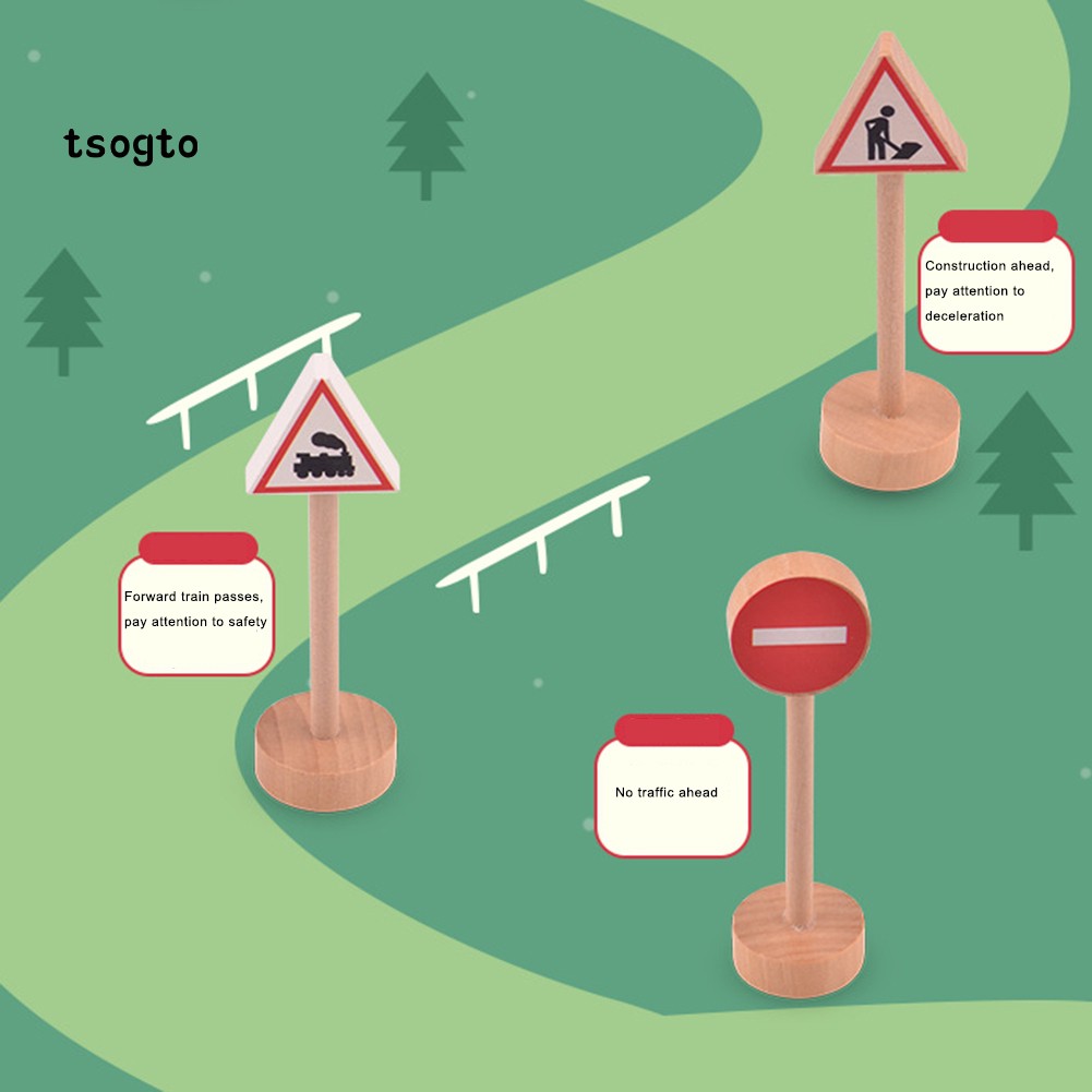 16 Đồ chơi mô hình biển báo giao thông làm từ gỗ thích hợp cho bé