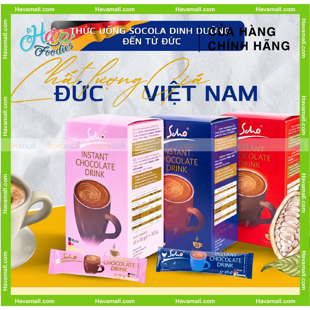 HÀNG CHÍNH HÃNG] Bột Cacao Dinh Dưỡng Scho Hộp 10 Gói