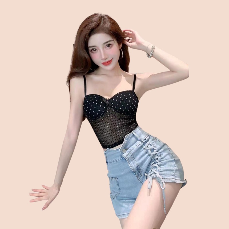 Áo bra nữ 2 dây Eva Bra croptop đính đá đệm mỏng thoáng mát mềm mịn - 1893