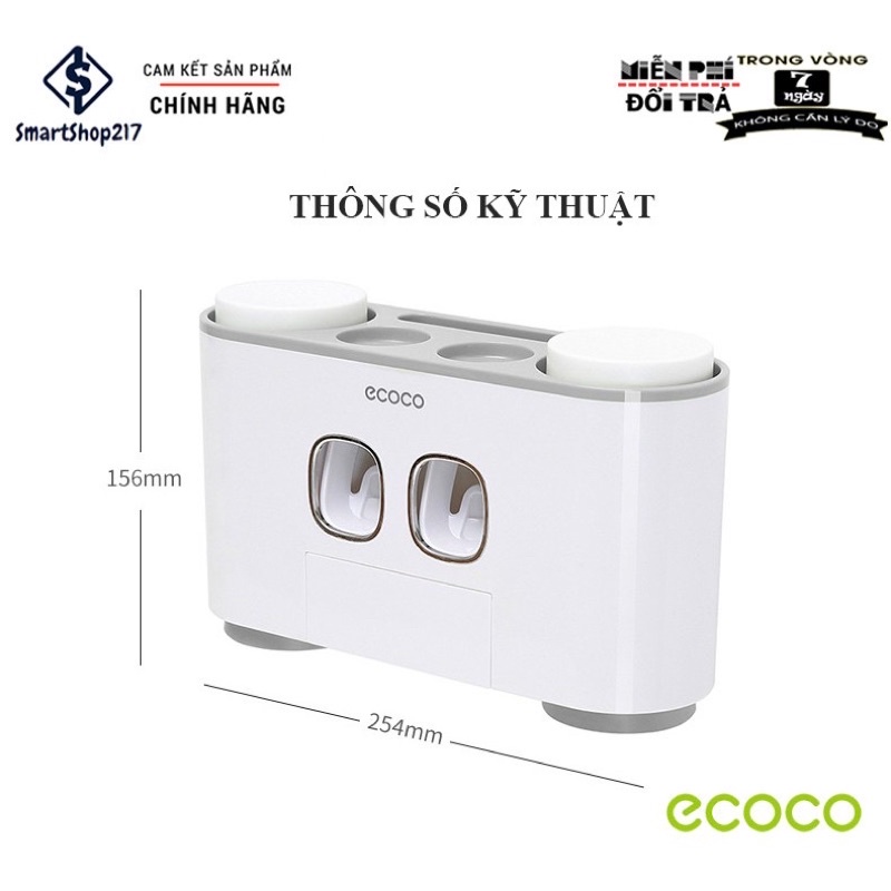 Dụng Cụ Nhả Kem Đánh Răng Dán Tường 4 Cốc Ecoco Cao Cấp(Bảo Hành 6 Tháng)