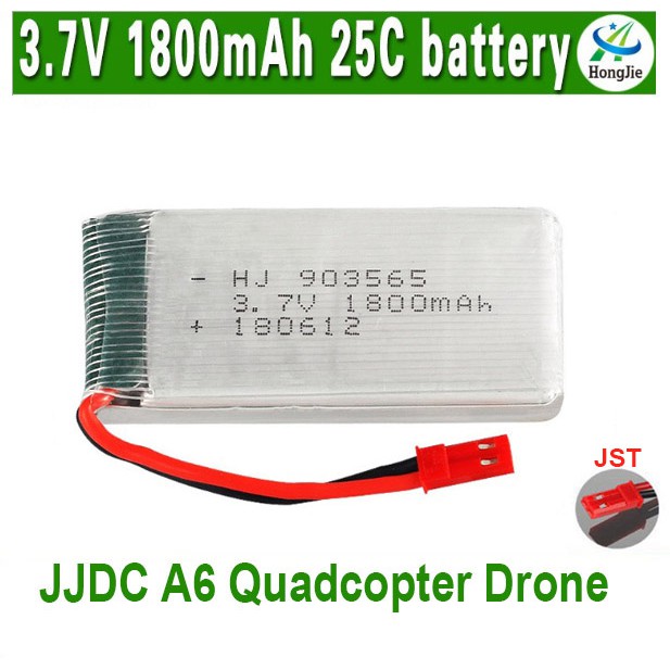 Pin Flycam Dung Lượng Cao 3.7V 1800mAh 25C  Phù Hợp Dòng Quad JJRC A6 Cổng JST