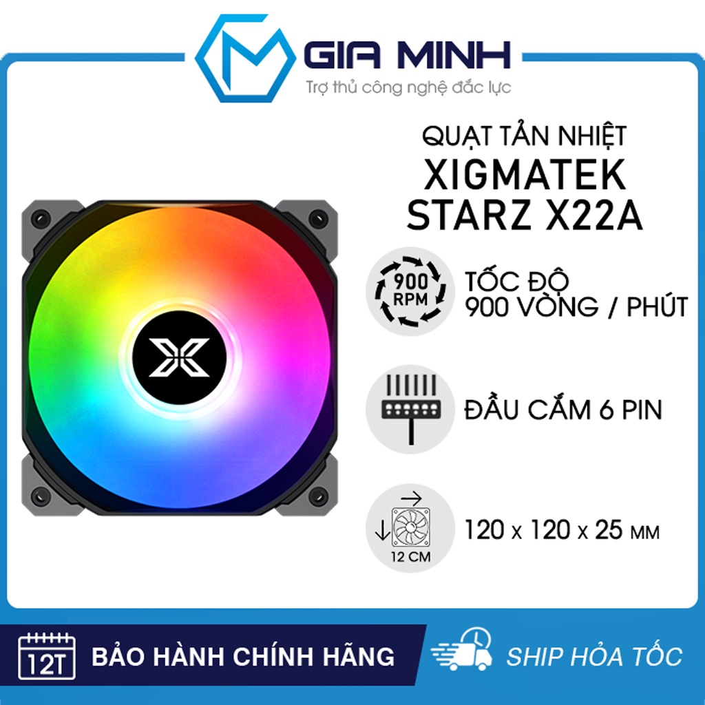 Bộ 3 Quạt Tản Nhiệt Xigmatek STARZ X22A LED ARGB + Hub Chia - Chính Hãng Bảo Hành 12 Tháng