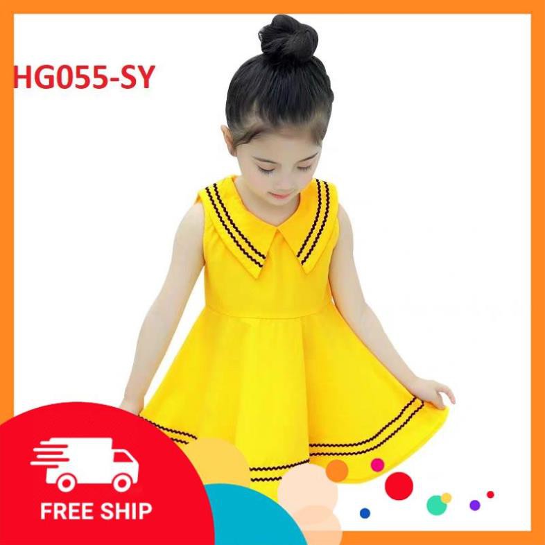 Váy đầm bé gái cổ hải quân màu vàng điệu đà - HG055  - Sale