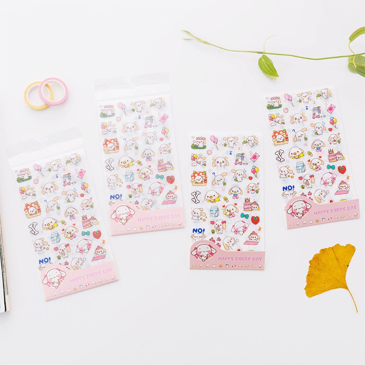 Set 6 Sticker cún tai dài xinh xắn