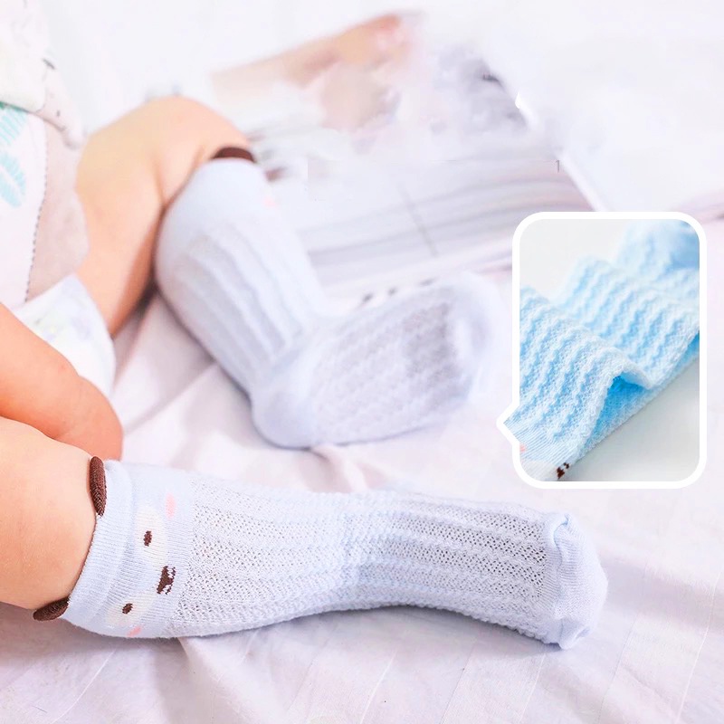 Tất cao cổ cho bé gái và bé trai 0-3 tuổi chống muỗi BBShine, Vớ chống trượt cho bé cotton hình thú ngộ nghĩnh - T018