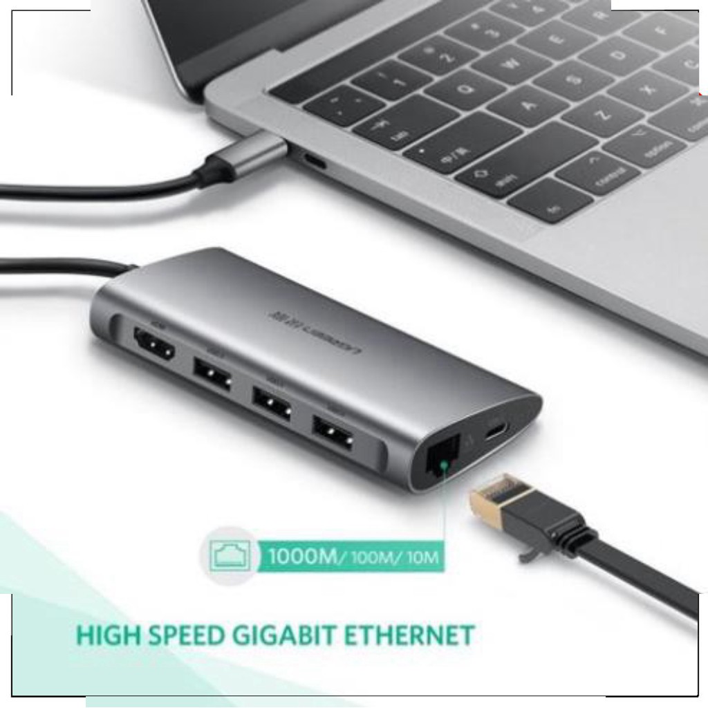 CÁP UGREEN 8 IN 1 USB-C HUB MULTI-PORT TYPE C ADAPTER (50538)  ✪ 𝐌𝐚𝐜𝐛𝐨𝐨𝐤𝐬𝐭𝐨𝐫𝐞𝟗