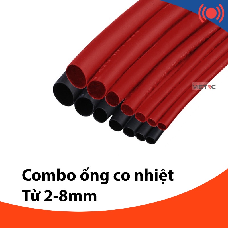 Combo ống gen co nhiệt bọc dây điện loại dài 1 mét và loại cắt sẵn.