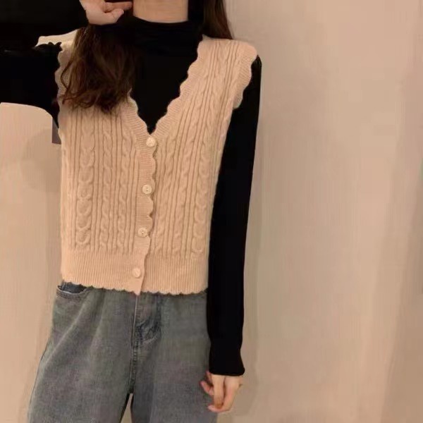 SUXI Áo Len Không Tay Màu Sắc Đơn Giản Thời Trang Thu Đông Cho Nữ