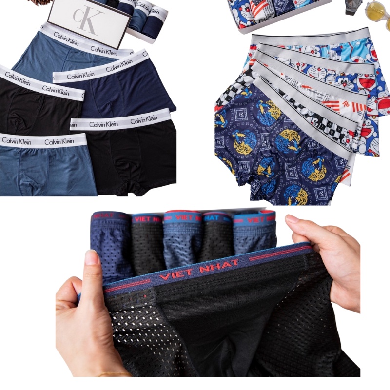 Quần sịp đùi, quần boxer nam thông hơi, set 4 quần sịp đùi DVN120