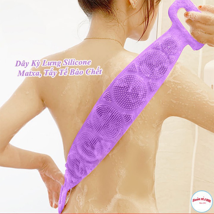 DÂY ĐAI CHÀ LƯNG, CỌ LƯNG 2 MẶT ĐA NĂNG SILICON KỲ CỌ MASSAGE TẨY DA CHẾT KHI TẮM (TẶNG MÓC TREO DÁN TƯỜNG 3D)