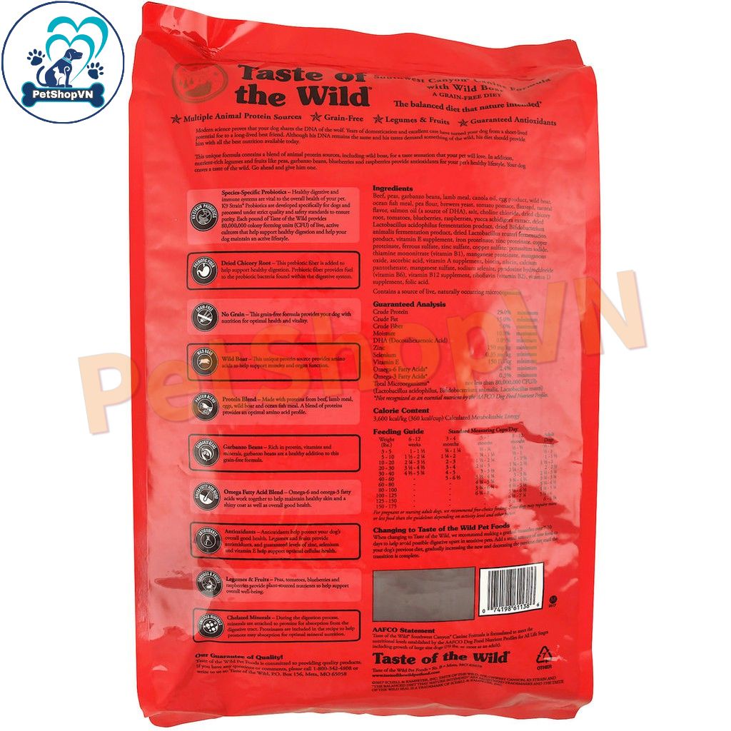 Thức Ăn Cho Chó Hạt TASTE OF THE WILD SOUTHWEST CANYON Túi 500G Vị Heo Rừng Nướng