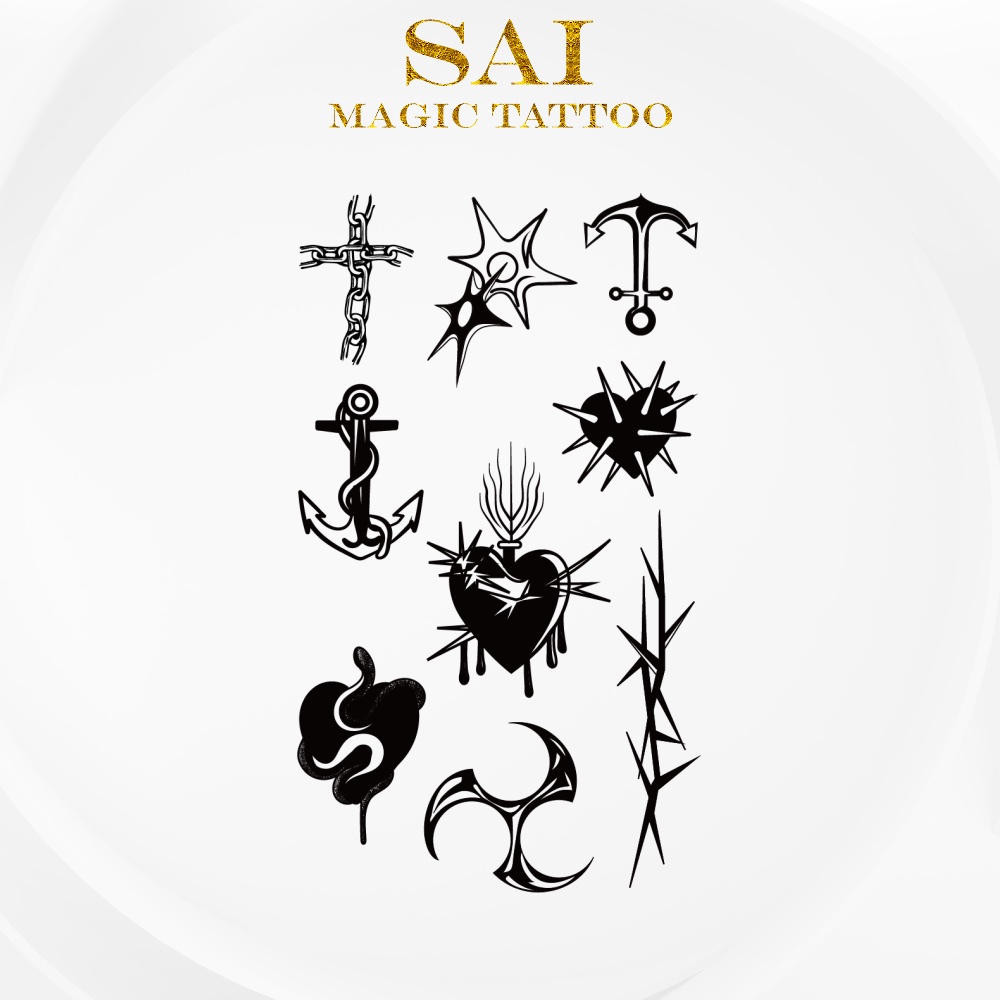Miếng dán hình xăm tạm thời SAI MAGIC TATTOO 10CM×06CM chống thấm nước lâu trôi lên đến 2 tuần 458