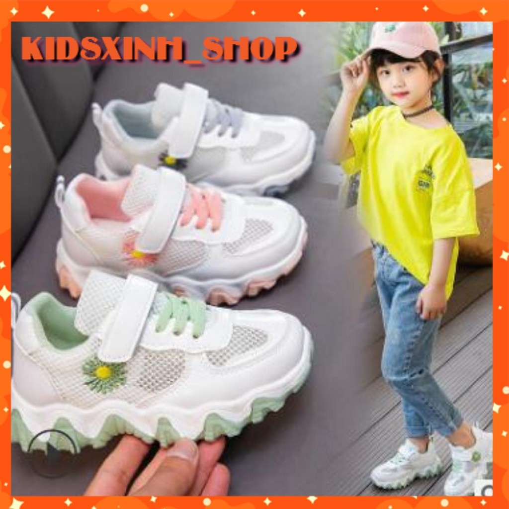 Giày Thể Thao Bé Gái♥ FREESHIP ♥ Giày Sneaker Bé Gái Thời Trang Thuê Hoa Cúc GT01