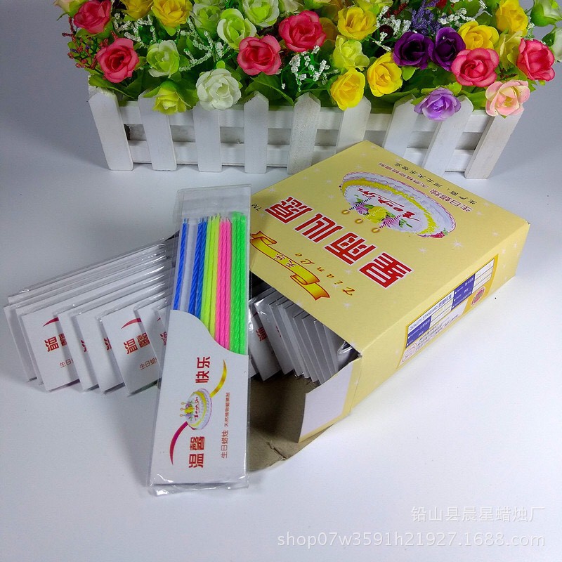 Nến sinh nhật hộp 45 vỉ nến tăm không tàn - trang trí bánh sinh nhật bánh kem