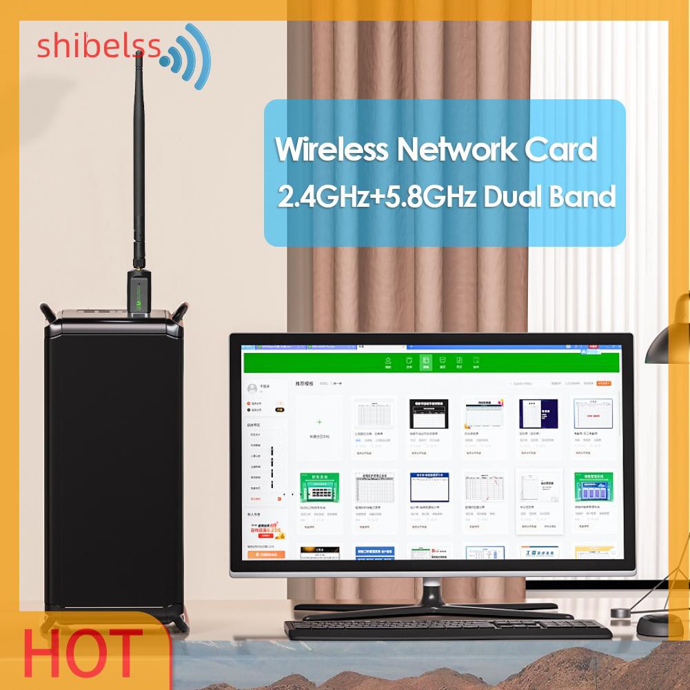 Shibelss 600Mbps Wireless Network Card USB WiFi Adapter LAN with Bluetooth RTL8821