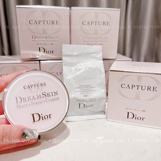 Phấn nước Dior Capture Dream Skin Moist & Perfect Cushion kèm refill như ảnh tone 000 trắng sáng hồng