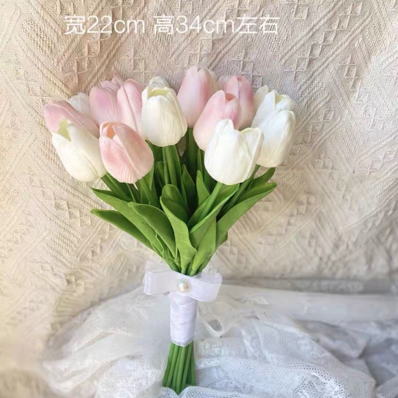 Bó Hoa Tulip Giả Phong Cách Hàn Quốc Dùng Trang Trí Đám Cưới/Chụp Ảnh