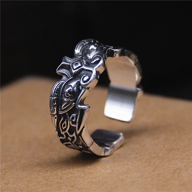 Nhẫn nam nữ tròn Unisex màu bạc Thời trang Kuu Studio chất liệu Titan đẹp đơn giản - Nhẫn Yang Ring