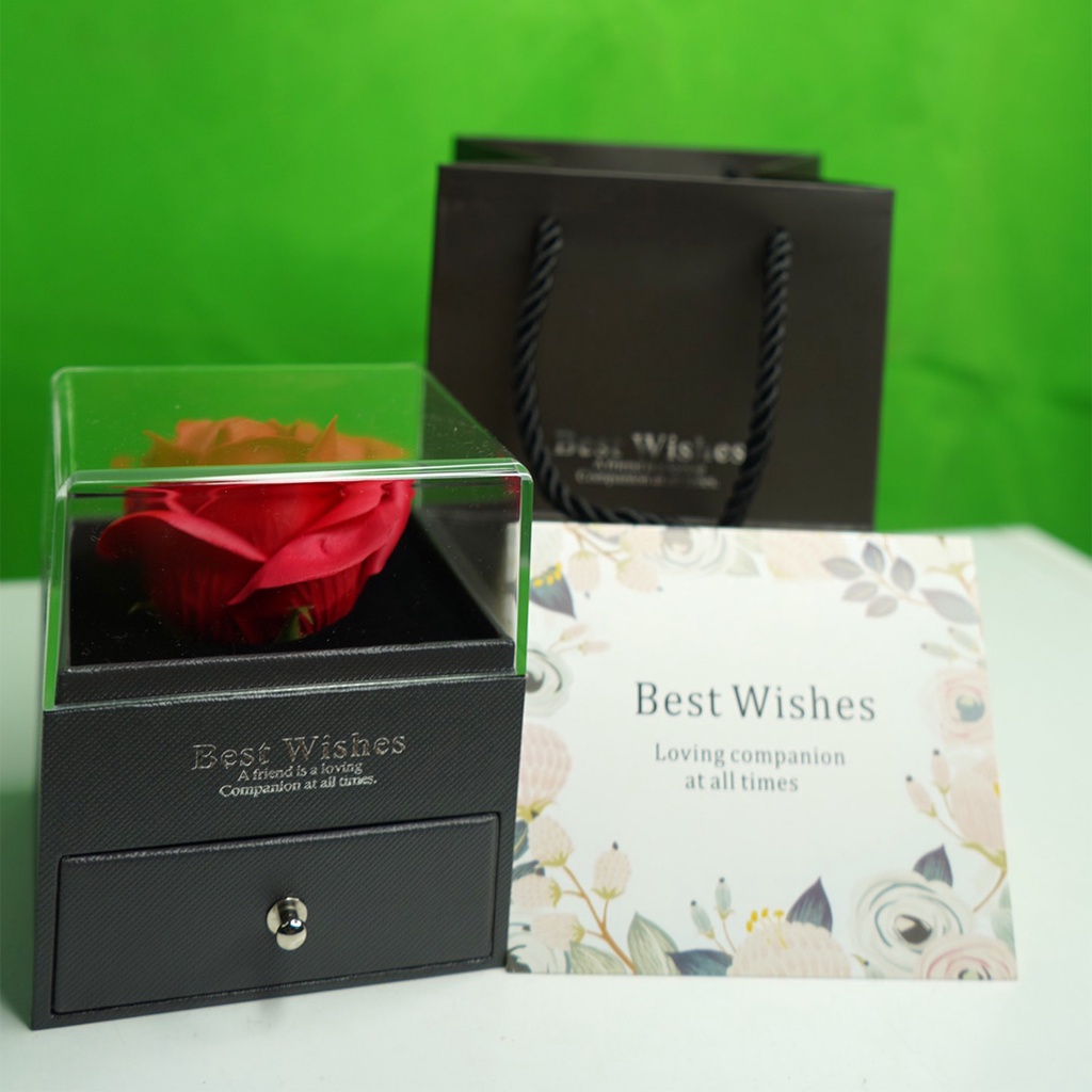 HỘP HOA HỒNG SÁP ĐỰNG SON, VÒNG CỔ - Qùa tặng bạn gái, người yêu valentine, tặng sinh nhật, quà 8/3, quà 20/10