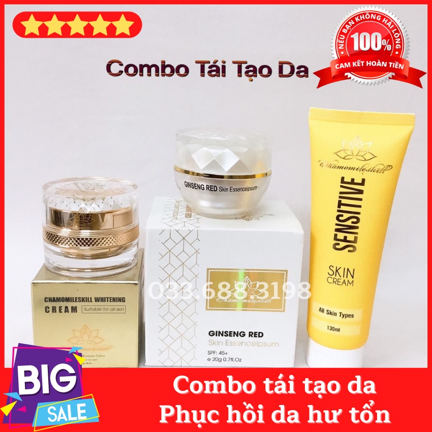 Combo tái tạo da Chamomileskill 🔸 CAO CẤP 🔸 kem tái tạo phục hồi da mỏng yếu, phục hồi da hư tổn