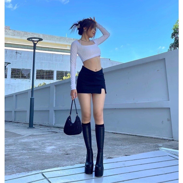 Chân Váy Cony xẻ đùi co giãn tốt- có quần trong CV10