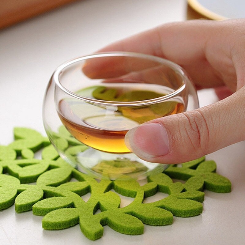 Chén trà thủy tinh tròn chịu nhiệt 2 lớp