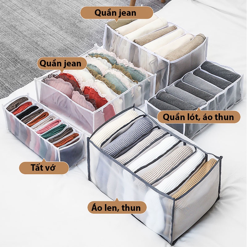 Túi đựng quần áo chia ngăn Hộp đựng đồ lót tất vớ Khay chia đồ quần áo tiện ích BeeJoo