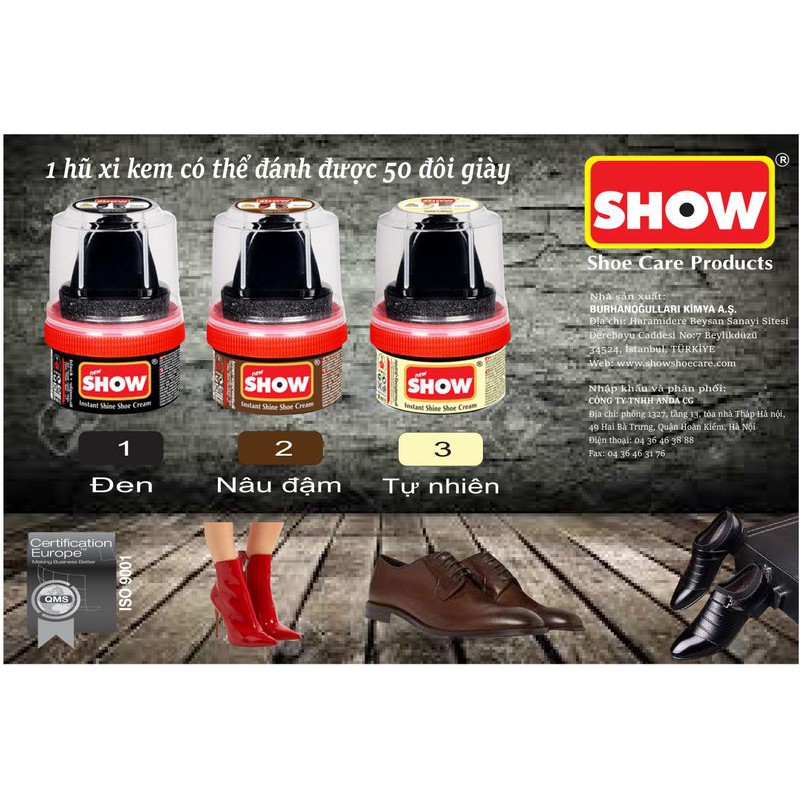 Xi kem đánh giầy Show hổ Nhĩ Kỳ 50gr các màu